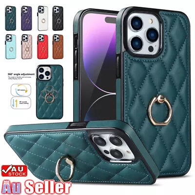 For IPhone 15 14 13 12 11 Pro Max X 87 Plus Luxury Case Leather Ring Stand Cover • $13.99