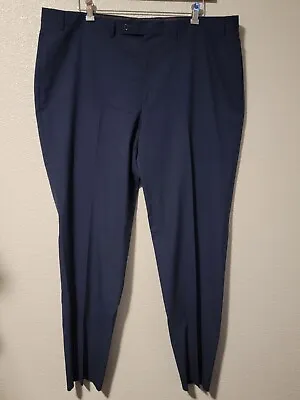 Ralph Lauren Dress Pants Mens Size 42x32 Tapered Flat Front Crease Plaid Blue • $20.99