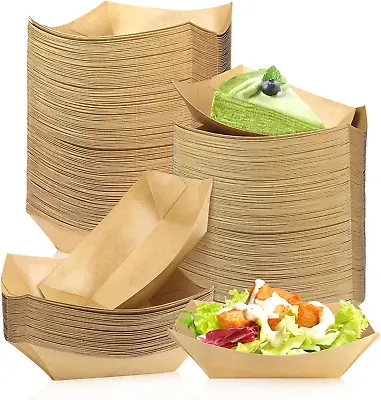 100 Pack 2 Lb Heavy Duty Nacho Trays Disposable Food Tray Kraft Brown Paper Hot • $24