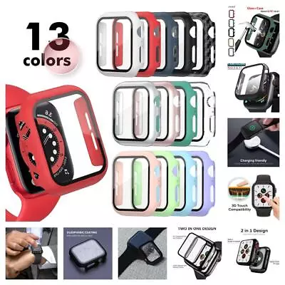 $9.99 • Buy Apple Watch Series 7th/6/SE/5/4/3/2/1 360* Full Cover Tempered Glass Case Cover