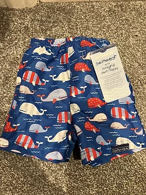 JoJo Maman Bebe Swim Shorts Trunks With Integrated Swim Nappy 0-3 Months • £6