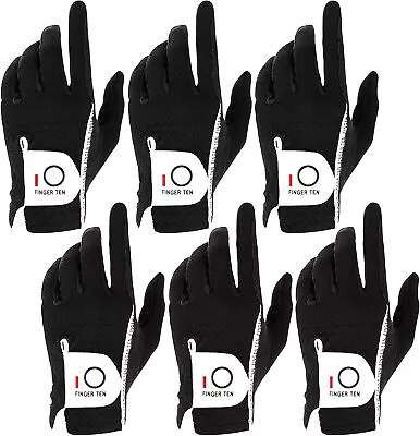 Men's 6 Pack Golf Gloves Left Hand Right Lh Rh Rain Hot Wet Grip Black XL L M ML • $33.99