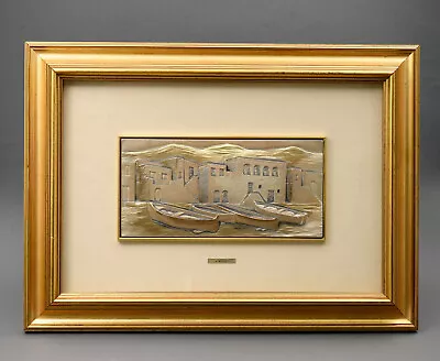 Vintage Framed Bas-relief Sculpture In Gold And Silver By Lamberto Moroni Italy • $253.89