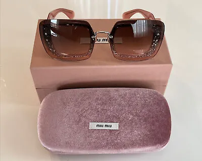 MIU MIU  SMU 01RS UEU-1E2 67 Reveal Transparent Pink Glitter • $319