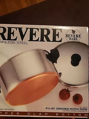 New Still In Box Revere Stainless Steel 41/2 Quart Dutch Oven Copper Bottom • $199