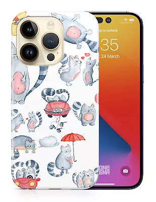 $9.95 • Buy Case Cover For Apple Iphone|cute Cat Kitten Couple Sketch Art