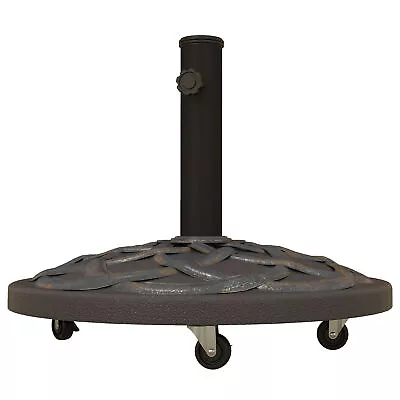 Outsunny 27kg Garden Parasol Base W/ Wheels Concrete Umbrella Stand Bronze Tone • £41.99