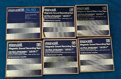  5 Maxell UD35-7 + 1 / UD 35-90  7  Reel To Reel Tape W/Classic Rock Jazz Music • $59