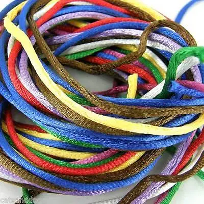 Satin Cord 2mm Satin Nylon Cord Rattail Thread Kumihimo Macrame 10 Metres • £1.99