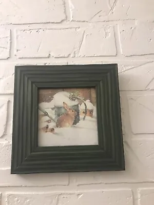 Marjolein Bastin Framed Print Bunny With Watering Can In The Snow • $10.90