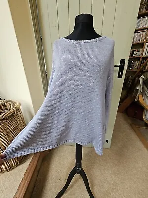 CABBAGES AND ROSES Pale Blue Heavy Cotton A-line Jumper Size 16 • £38.50