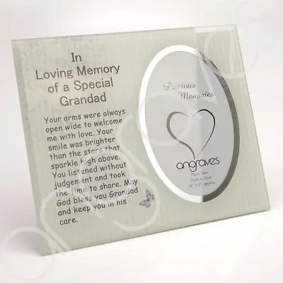 Special Grandad Memorial Glass Mirror Photo Frame Tribute Memorial Plaque • £10.99