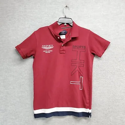 Hackett London Men Polo Shirt Medium Red Sports All Cotton Ashton Martin Racing • $44.92