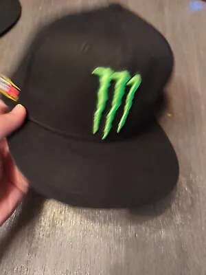 Monster Energy Big 3 Hat Black Neon Green Basketball Snapback Cap - RARE • $22.47