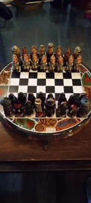 Handcrafted Mayan Aztec Vs Conquistadors Traveling Portable Resin Chess Set • $15