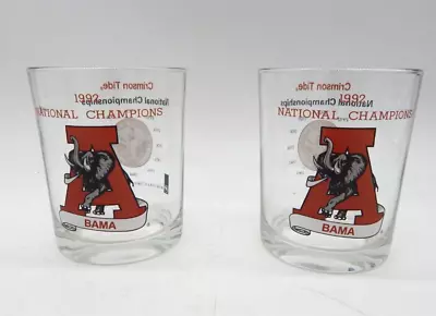 Set Of 2 Vintage Alabama Crimson Tide 1992 Championship Lowball Glasses BP Oil • $29.99