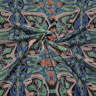 £4.99 • Buy Airtex Net Fabric Multicolour Printed Mesh 51  Wide