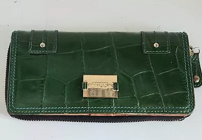 MODALU London Green Genuine Leather Croc 2-Section Clutch Wallet • $15
