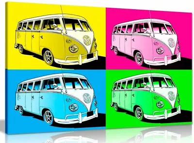 Large Pop Art Volkswagen Camper Van Canvas Wall Art Picture Print • £34.99