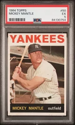 1964 Topps Mickey Mantle PSA 5 EX (JUST GRADED) #50 Yankees ~0754 • $595