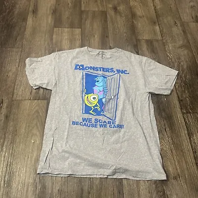 Pixar Monsters Inc We Scare Because We Care! Grey T-Shirt Mens Size L • $9.99