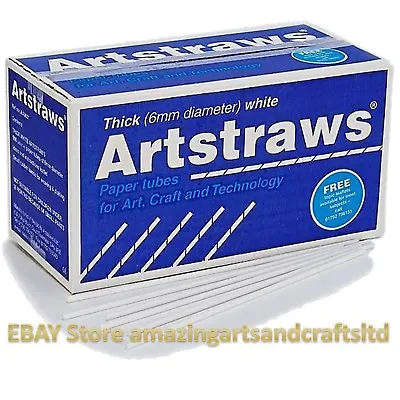 Artstraws Long Jumbo Paper Straws 6mm White Pack Size 900 Art Straws Crafts • £23.50