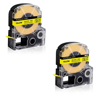 2PK Compatible With EPSON K-Sun 209BY 209BYPX 9mm Tape Black On Yellow Label  • $9.99