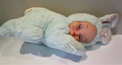 Vintage Rubber Faced Gund Easter Bunny Rabbit Baby Bunny Sleeping Pale Blue • $48