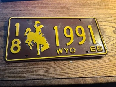 $20 • Buy Vintage 1968 Wyoming License Plate 18  1991