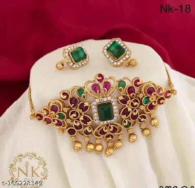 Indian Bollywood Gold Plated Kundan Choker Bridal Necklace Earrings Jewelry Set • $35.99