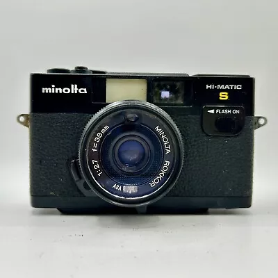 Minolta Hi-Matic S Black  ROKKOR 1:2.7 F=38mm From Japan • $35