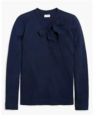 J Crew Tie Neck Bow Sweater XXS Navy • $30