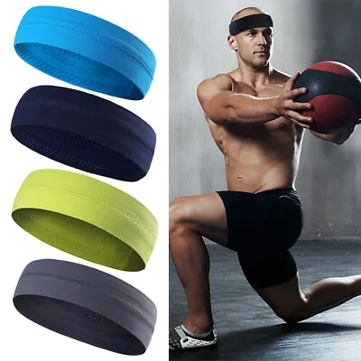 Mens Women Sweat Sweatband Headband Yoga Gym Running Stretch Sports Head Band US • $7.99