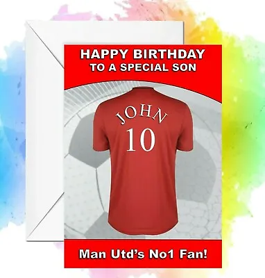 Personalised Birthday Card Man United Football Any Name/relation/age • £2.99
