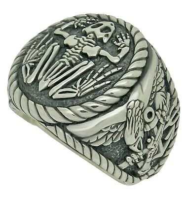 Frogman Combat Diver Navy Seals Scuba Sterling Silver Men's Ring Military Police • $141.05