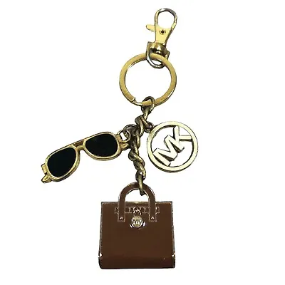 Michael Kors Keychain Charm Vintage Brown Bag MK Sunglasses Key Chain Gold Purse • $14.99