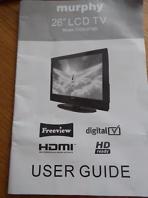 User Instruction Manual Guide Murphy TV26UK10D LCD TV Television • £6.81