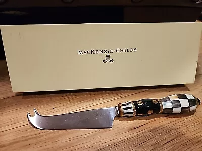 MacKenzie-Childs Steel Courtly Check Cheese Knife Porcelain Handle New Box • $49.95