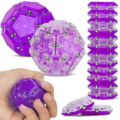 Geode Magnetic Fidget Sphere - Pentagons 12-Piece Set - Aqua  Fun Desk Toy • $16.87