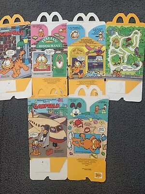 Garfield McDonalds Happy Meal Boxes Set Of 3 Vintage Used Flat 1989 • $10.99