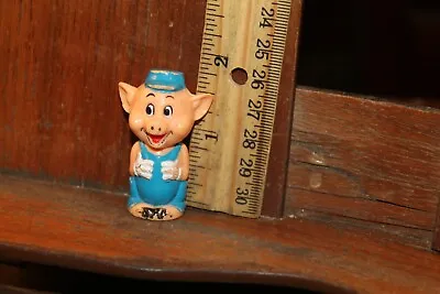 Vintage Disney The Three Little Pigs Blue Hard Plastic Toy Pencil Topper • $5