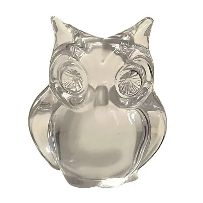 Beautiful Vintage Cute Clear Signed Crystal Owl Daum France 🇫🇷 • $26