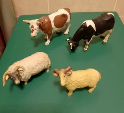 Toy Farm Animals ~ 2 Cows And 2 Sheep • £5.95