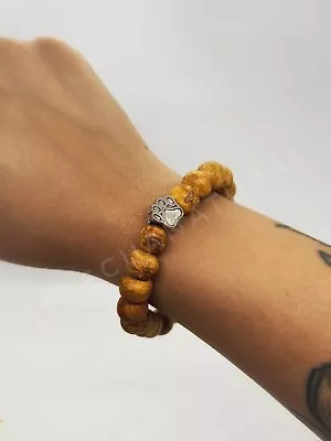 9mm Palo Santo With Paw Bead Hand-crafted Bracelet *ANIMAL RESCUE DONATION* • $14.99