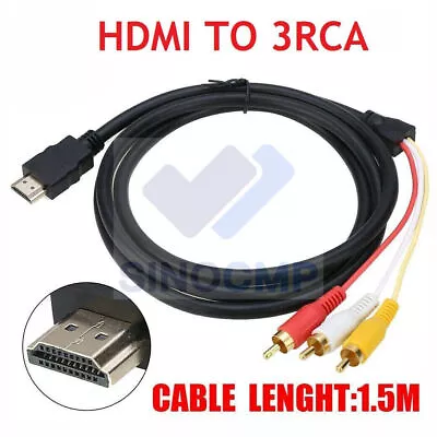 $2.37 • Buy 59' 1080p HDMI Male To 3 RCA Video Audio Cable Cord Adapter Accessory AV TV HDTV
