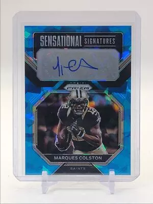 Marques Colston 2022 Panini Prizm Sensational Blue Ice Auto /99 Q1827 • $1