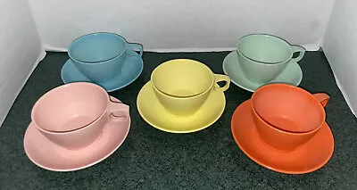 Vintage Melmac Mallo Ware 10Pcs  Coffee Cups & Saucers 5 Colors • $19.99