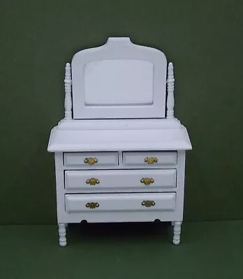 1/12 Dollhouse White Dresser Chest Of Drawers With Swivel Mirror D&m Miniatures • $7.99