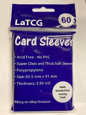 60 LaTCG Clear Pokemon/MTG Card Standard Size Deck Protector Sleeves 65.5 X 91mm • $2.49