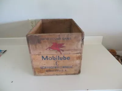 Mobilube   C   Socony-Vacuum Oil Six 10 Pound Cans Wood Crate • $75